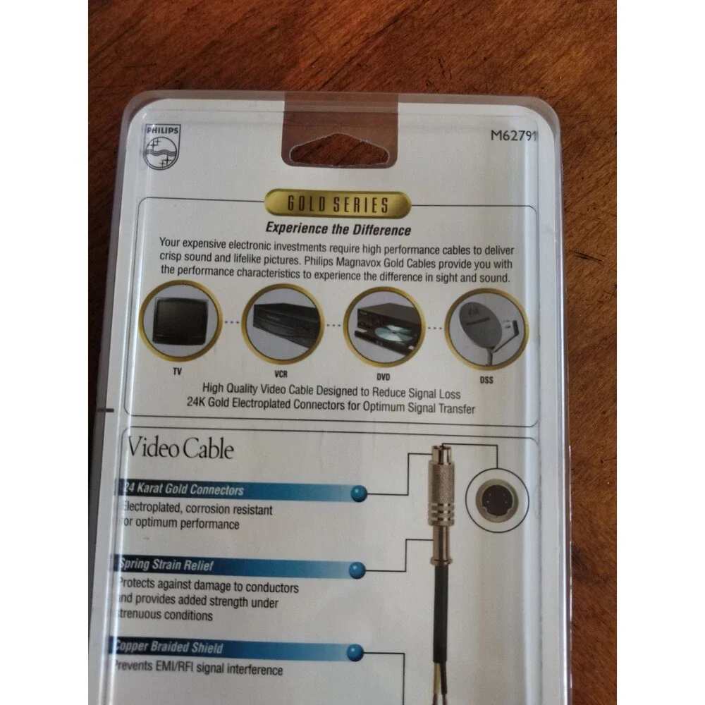 New Phillips Magnavox S-Video Cable 6' 24K Gold Plated Series - M62791 VTG NOS
